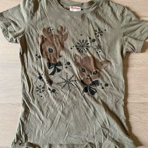 Miss Ladybug California Retro Christmas Deer T Shirt M